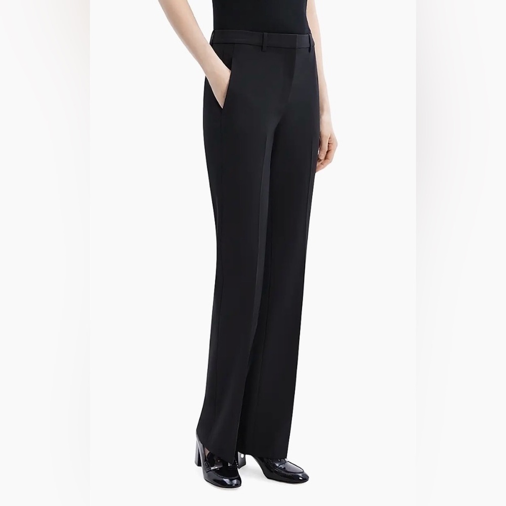 Theory Black Stretch Wool Straight Full-Length Trousers Size 12